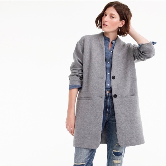 J. Crew Drapey Heather Gray Coat - Picture 2 of 7